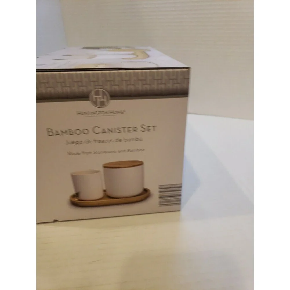 New In Box Huntington Home Bamboo Canister Set With Smooth Finish